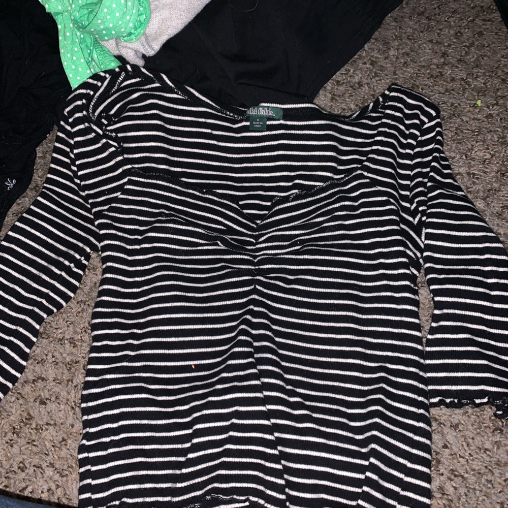 Black and White striped v neck t shirt